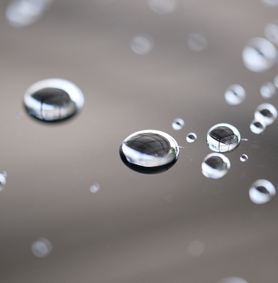 water droplets on cermaic coating on surface