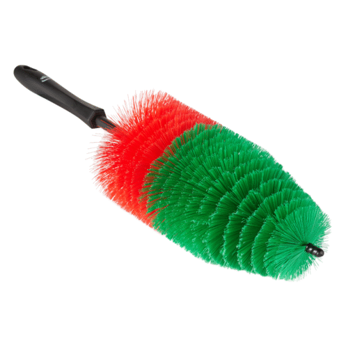 Red and green multi brush rim cleaner