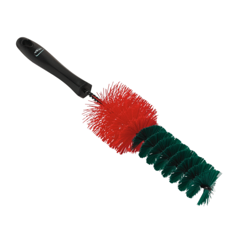 Red and black rim cleaning brush